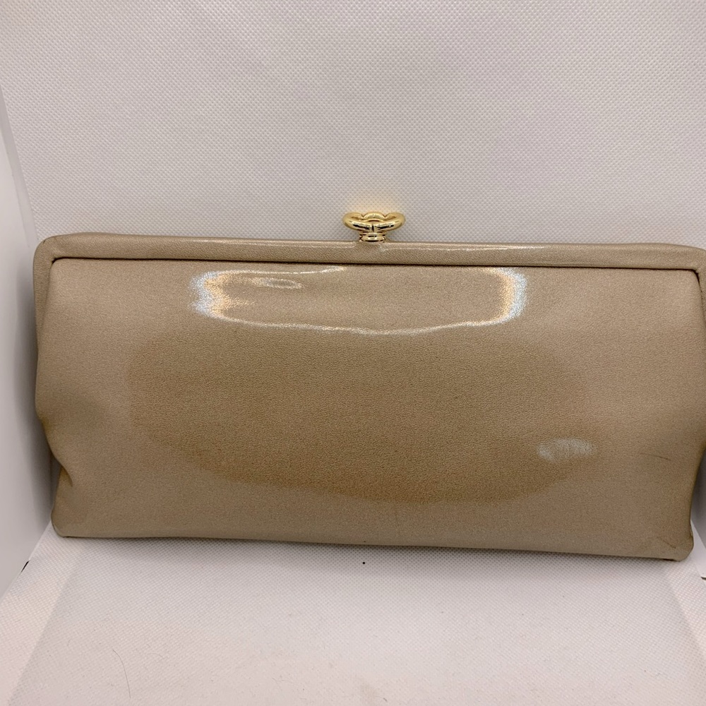 Vintage Taupe Gold Clutch Retro Tan Handbag